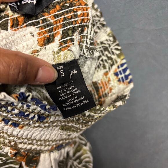 Dahui Hawaii Women's Linen Pants Yoga Wide Leg Smock Waist Comfy Beachy Damask - Picture 3 of 15